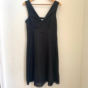 Garnet Hill Black Sun Summer Cotton Dress Size 12 Lined, Lace Trimmed Bottom Hem